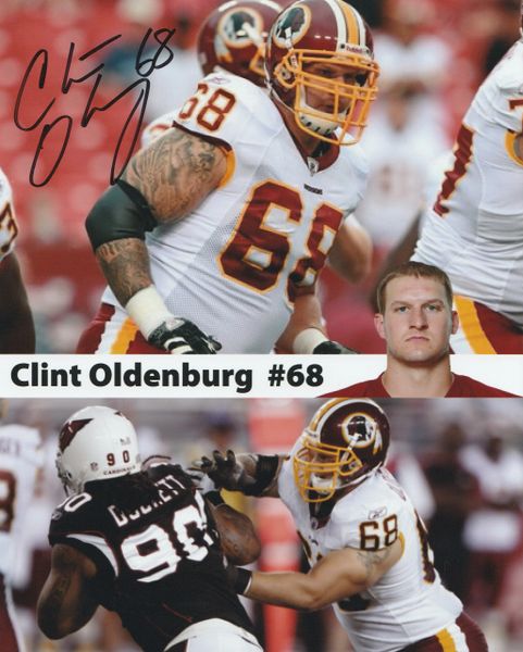 Chris Oldenburg autograph 8x10, Washington Redskins