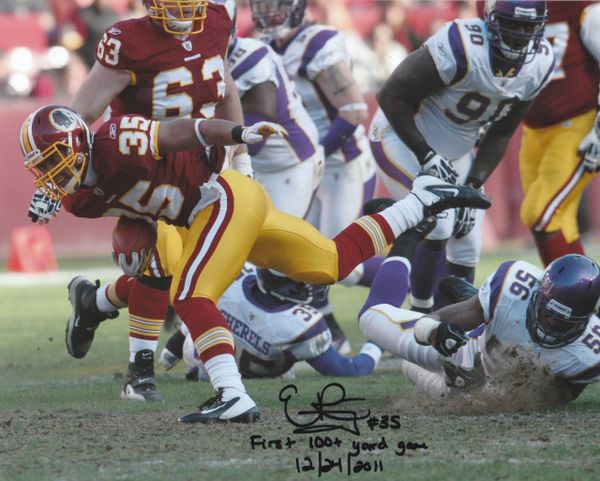 Evan Royster autograph 8x10, Washington Redskins, cool inscription