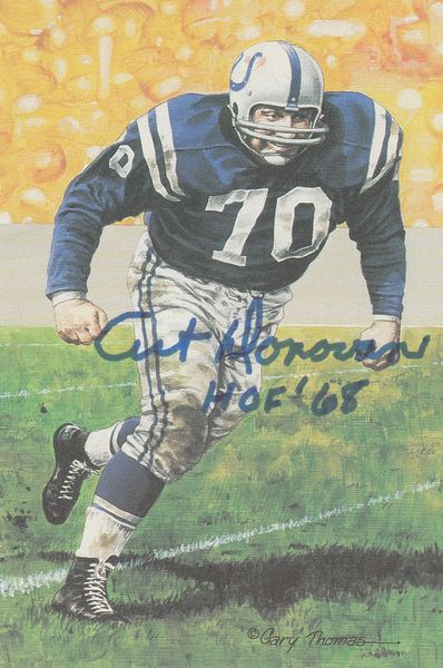 Art Donovan signed Goal Line Art Card (GLAC), HOF 68