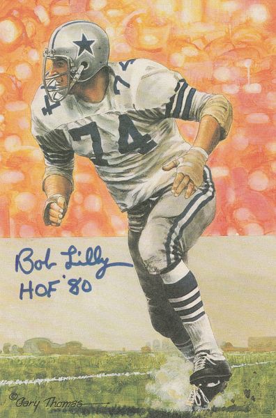 Bob Lilly signed Goal Line Art Card (GLAC), HOF 80