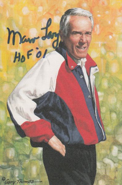 Marv Levy signed Goal Line Art Card (GLAC), HOF 01