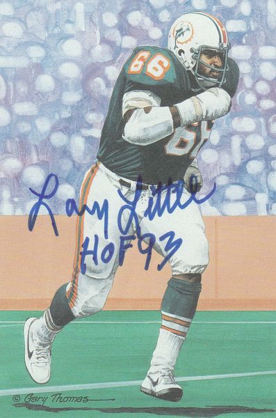 Larry Little signed Goal Line Art Card (GLAC), HOF 93