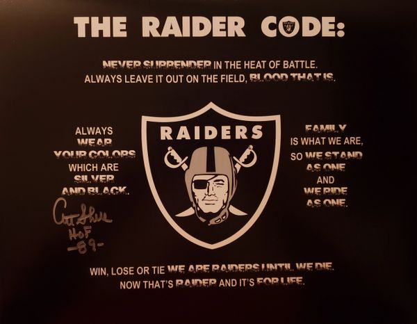 Art Shell autograph 11x14 photo, Oakland Raiders, The Raider Code, HOF 89