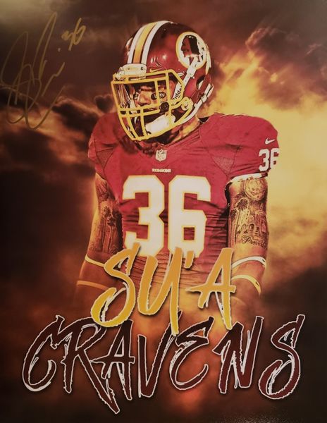 Su'a Cravens autograph 11x14, Washington Redskins