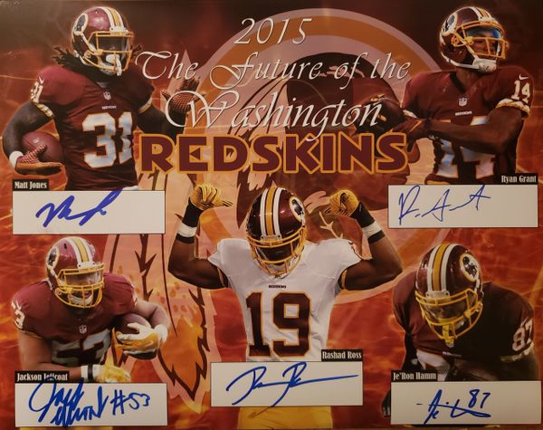 Grant/Jeffcoat/Hamm/Ross/Jones, Future Of The Redskins autograph 11x14, Washington Redskins