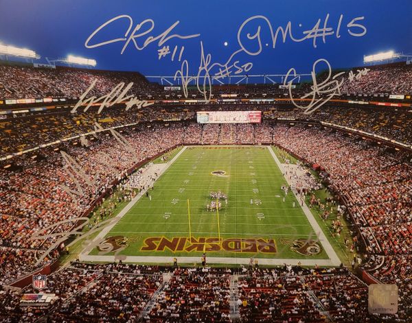 J. Wilson/A. Robinson/D. Hall/Paulson/Hankerson/Royster/J. Morgan/R. Jackson/Paul autograph 11x14, Washington Redskins, 8 autos!