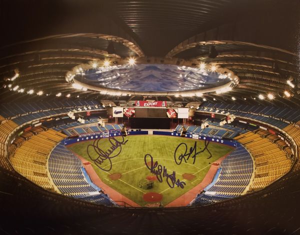 Orsulak/R. May/Grimsley autograph 11x14, Montreal Expos, Olympic Stadium