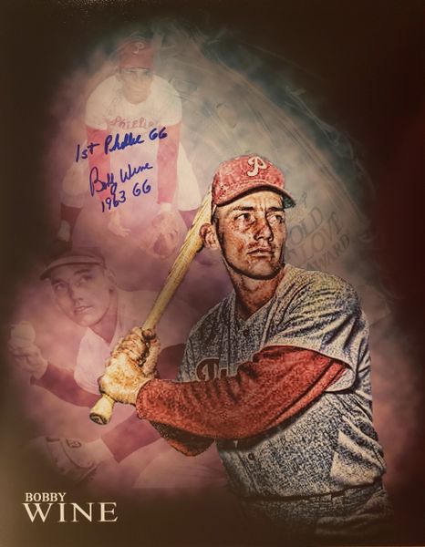 Bobby Wine autograph 11x14, Philadelphia Phillies, 1963 GG, 1st Phillie GG