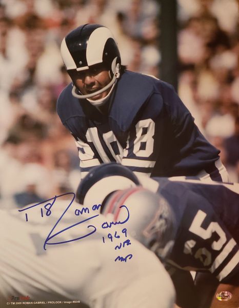 Roman Gabriel autograph 11x14, Los Angeles Rams, 1969 NFL MVP