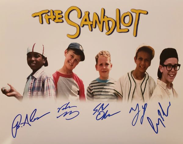 Adams/DiMattia/Obedzinski/York/Leopardi autograph 11x14, The Sandlot