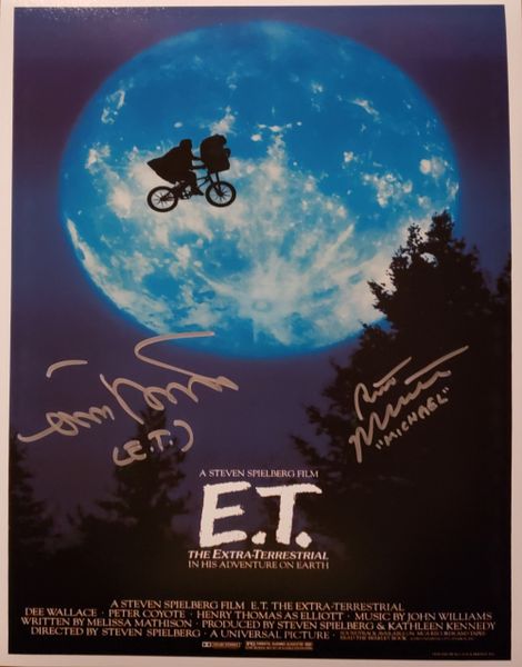 Robert MacNaughton & Matthew DeMeritt autograph 11x14, E.T., character inscriptions