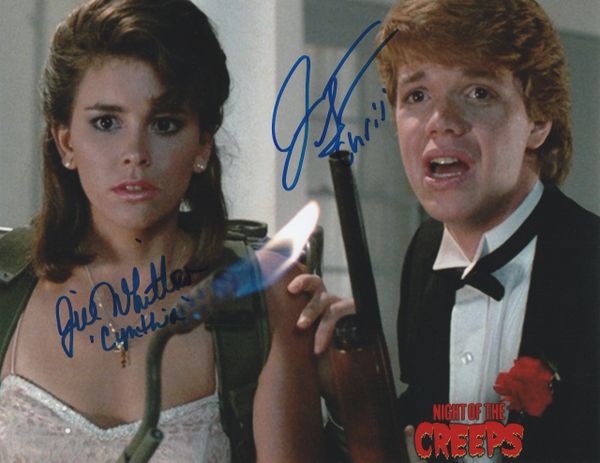 Jill Whitlow & Jason Lively autograph 8x10, Night Of The Creeps, character names
