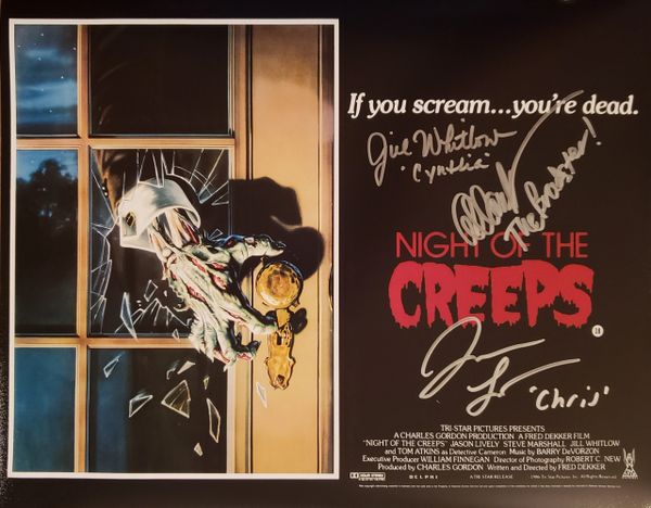 Jason Lively/Jill Whitlow/Allan Kayser autograph 11x14, Night Of The Creeps, character names