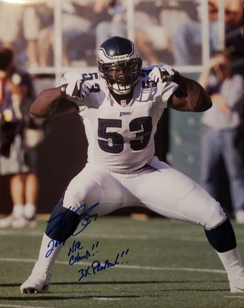 Hugh Douglas autograph 16x20, Philadelphia Eagles, 2 inscriptions