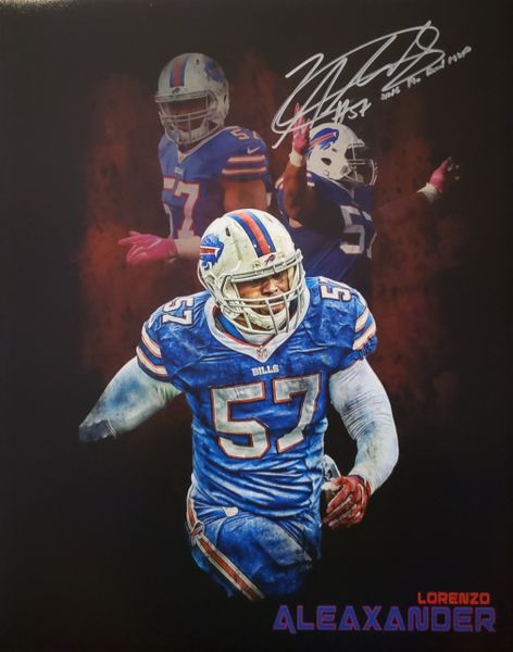 Lorenzo Alexander autograph custom 16x20, Buffalo Bills, Pro Bowl MVP