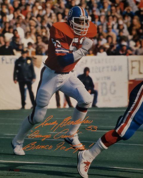 Randy Gradishar autograph 16x20, Denver Broncos, 2 inscriptions!