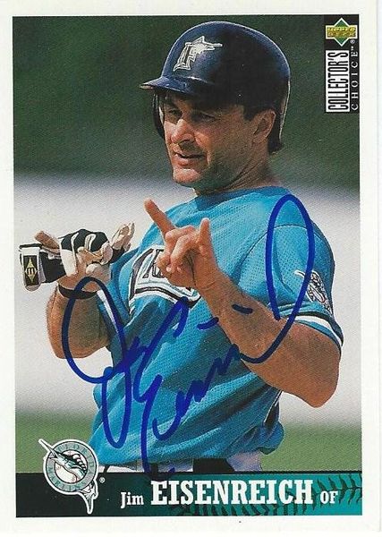 Jim Eisenreich autograph 1997 UD Choice Card #342 Marlins