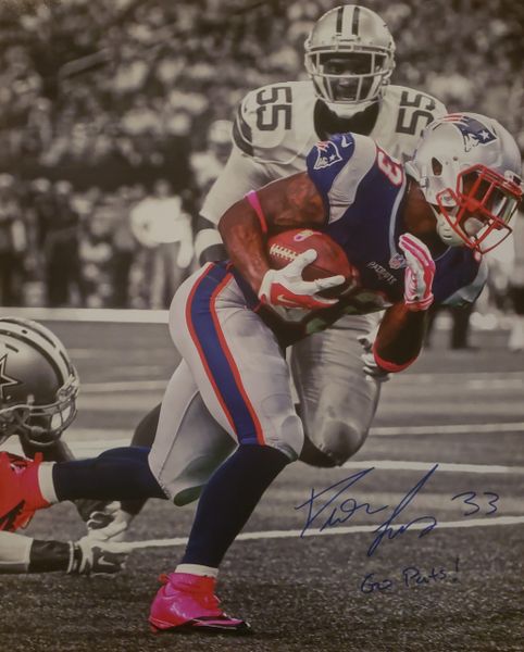 Dion Lewis autograph 16x20, New England Patriots, Go Pats!