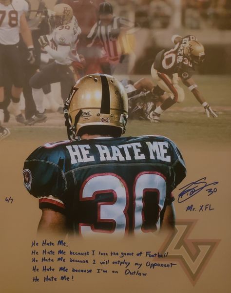 Rod "He Hate Me" Smart autograph 16x20, XFL, #'d to 7, RARE QUOTE!!