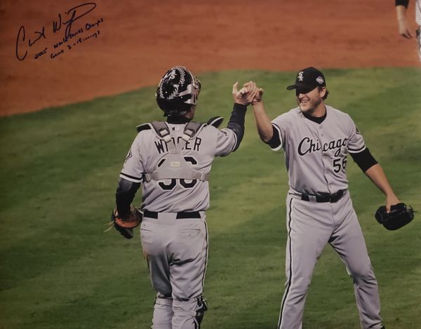 Chris Widger autograph 16x20, Chicago White Sox, 2 inscriptions!