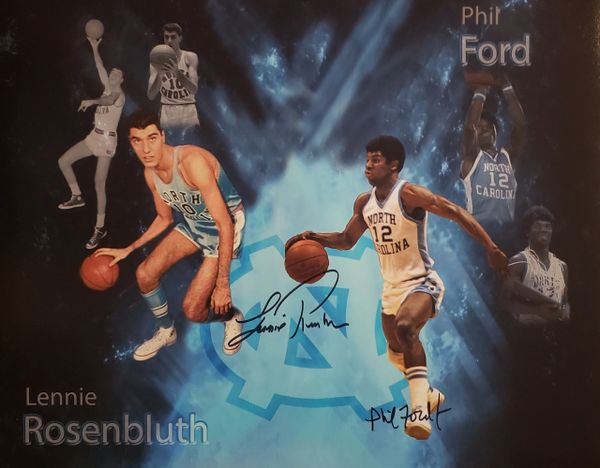 Phil Ford/Lennie Rosenbluth autograph 16x20, UNC Tar Heels