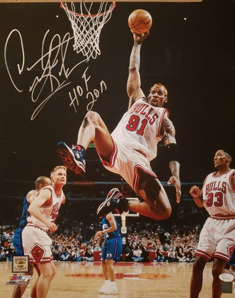 Dennis Rodman autograph 16x20, Chicago Bulls, HOF 2011, JSA