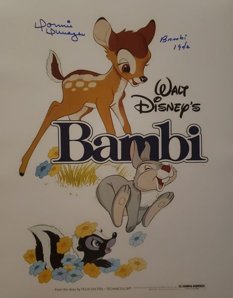 Donnie Dunagan autograph 16x20, Bambi, 1942