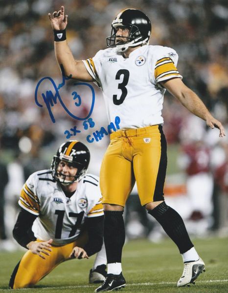 Jeff Reed autograph 8x10, Pittsburgh Steelers, 2x SB Champ