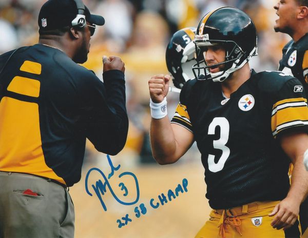 Jeff Reed autograph 8x10, Pittsburgh Steelers, 2x SB Champ inscription