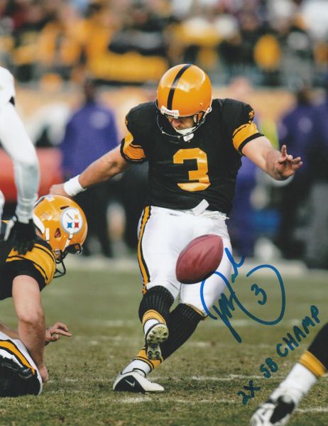 Jeff Reed autograph 8x10, Pittsburgh Steelers #3, 2x SB Champ inscription