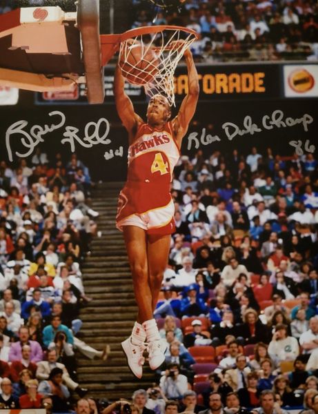 Spud Webb autograph 11x14, Atlanta Hawks, Slam Dunk Champ 86