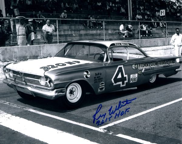 Rex White autograph 8x10, Nascar, Inscription/ HOF 15