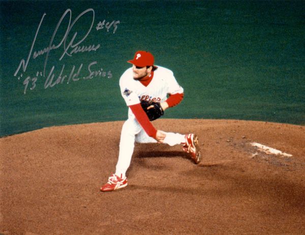 Tommy Greene autograph 8x10, Philadelphia Phillies, 93 WS inscri