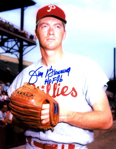 Jim Bunning autograph 8x10, Philadelphia Phillies, HOF inscript