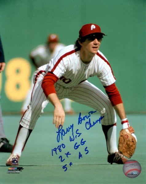 Larry Bowa autograph 8x10, Philadelphia Phillies, 3 inscriptions