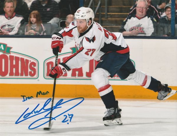 Karl Alzner autograph 8x10, Washington Capitals, Iron Man inscription