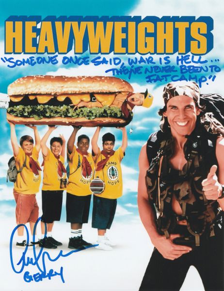 Aaron Schwartz autograph 8x10, Disney's Heavyweights, War is Hell inscription