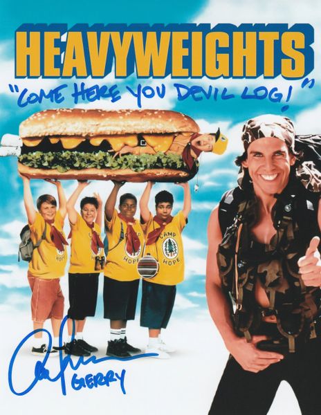 Aaron Schwartz autograph 8x10, Disney's Heavyweights, Devil Log quote