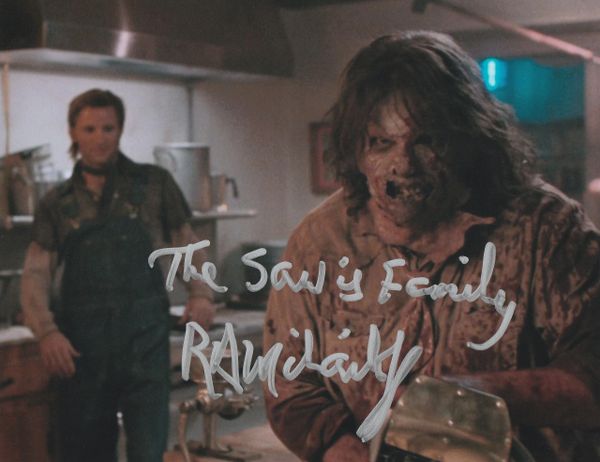 R.A. Mihailoff autograph 8x10, Leatherface, The Saw is Family inscription