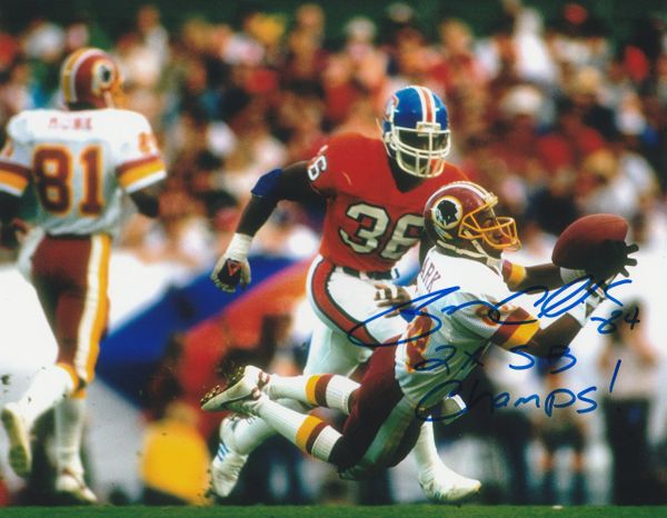 Gary Clark autograph 8x10, Washington Redskins, SB Champs inscription