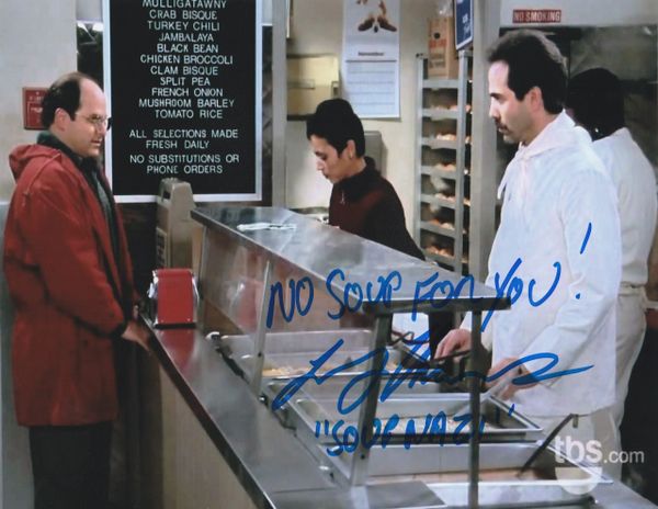 Larry Thomas autograph 8x10, Seinfeld, cool inscriptions