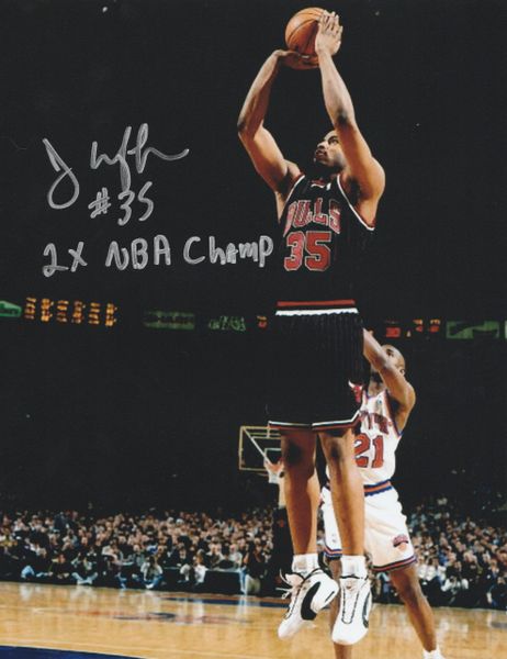 Jason Caffey autograph 8x10, Chicago Bulls, 2x NBA Champ