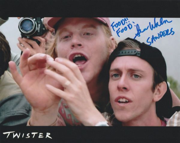 Sean Whalen autograph 8x10, Twister, Food! inscription w/ character name