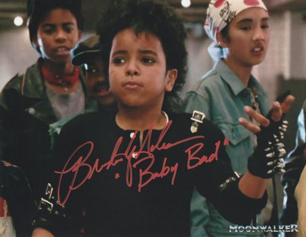 Brandon Adams autograph 8x10, Moonwalker movie, Baby Bad inscription
