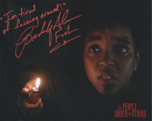 Brandon Adams autograph 8x10, The People Under the Stairs, two inscriptions