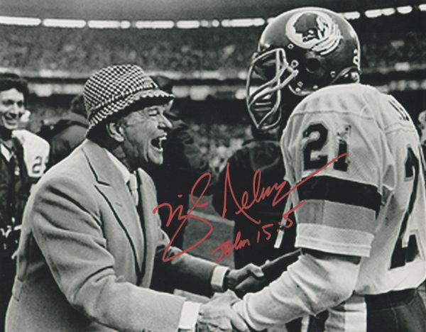 Mike Nelms autograph 8x10, Washington Redskins, w/ JKC