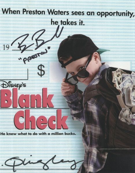 Brian Bonsall autograph 8x10, Blank Check, Preston