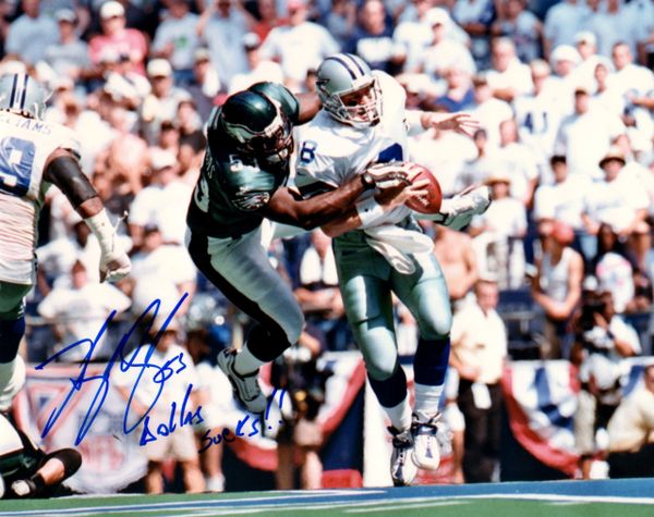 Hugh Douglas autograph 8x10, Philadelphia Eagles, Dallas Sucks
