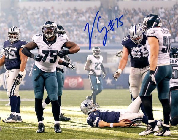 Vinny Curry autograph 8x10, Philadelphia Eagles, vs Cowboys