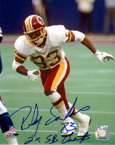 Ricky Sanders autograph 8x10, Washington Redskins, 2x Super Bowl Champs
